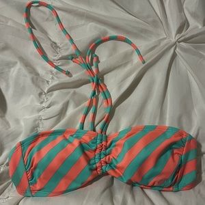 Pink and Blue Striped Bikini Top